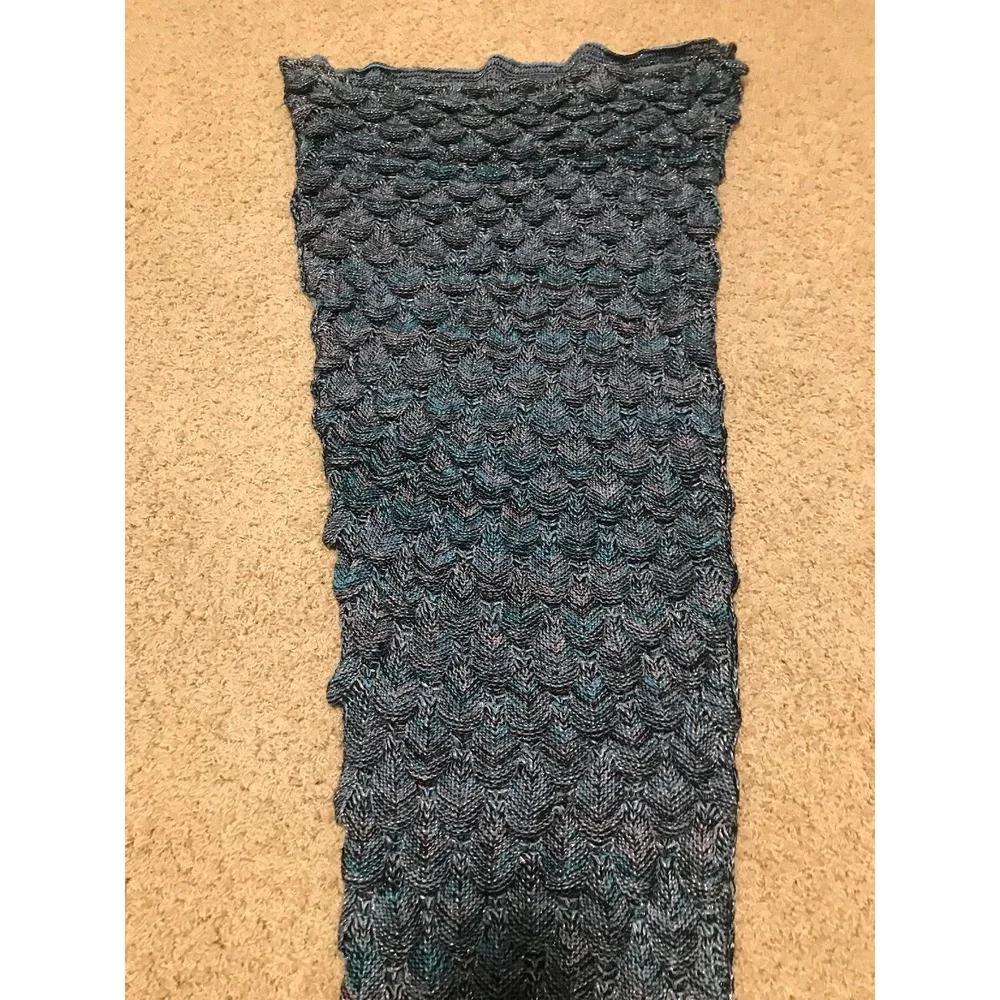 Hand Crocheted Mermaid Tail Blanket Wrap Soft Warm Fluffy Sleeping Adult (AH)